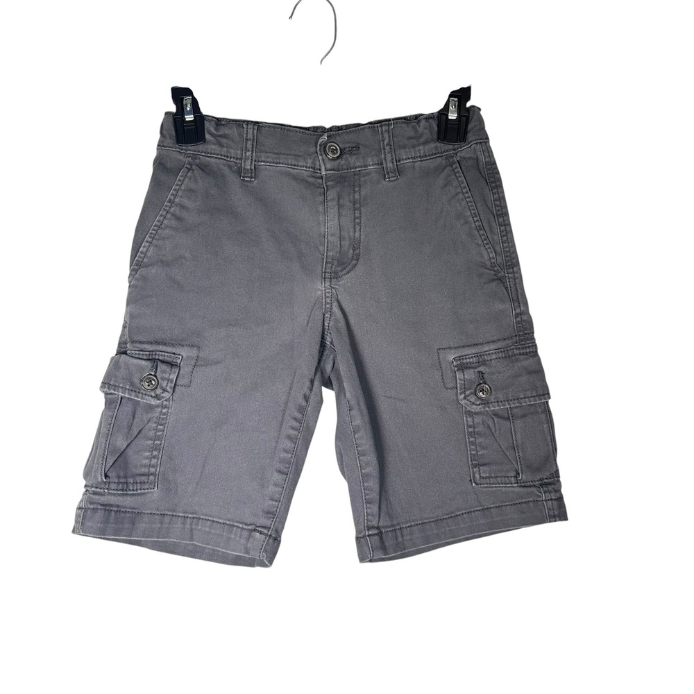 Arizona Jean Co Boys Gray Cargo Shorts Size 12 Regular Cotton Blend Twill